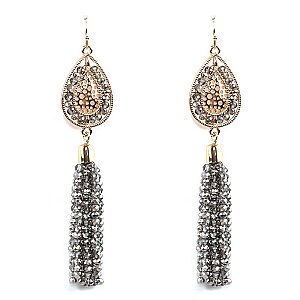 ZE1353-LP  Glass Bead Tassel Metal Geometric Fish Hook Erring