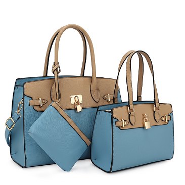 Color Block - 3 in 1 Twin Tote-Satchel Value Set