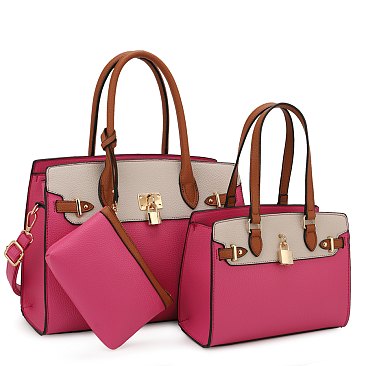 Color Block - 3 in 1 Twin Tote-Satchel Value Set