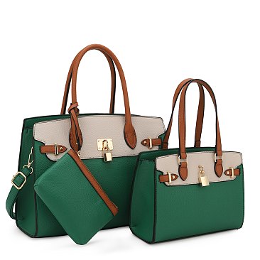 Color Block - 3 in 1 Twin Tote-Satchel Value Set