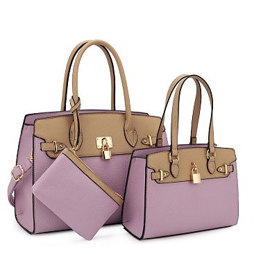 Color Block - 3 in 1 Twin Tote-Satchel Value Set