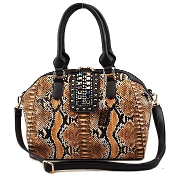 TOP QUALITY EMBOSSED SNAKE PRINT SATCHEL