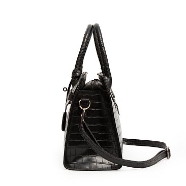 3-IN-1 Crocodile Pattern Satchel, Cross-body Set & Clutch