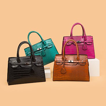 3-IN-1 Crocodile Pattern Satchel, Cross-body Set & Clutch