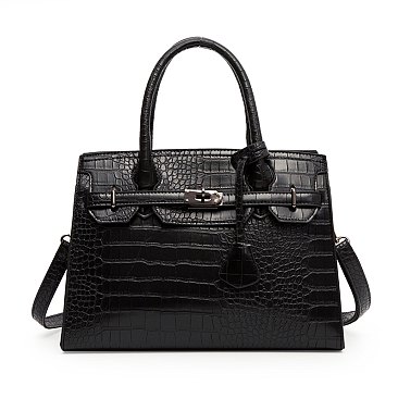 3-IN-1 Crocodile Pattern Satchel, Cross-body Set & Clutch