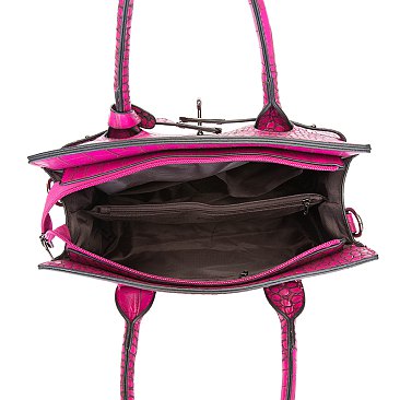 3-IN-1 Crocodile Pattern Satchel, Cross-body Set & Clutch