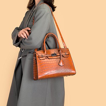 3-IN-1 Crocodile Pattern Satchel, Cross-body Set & Clutch