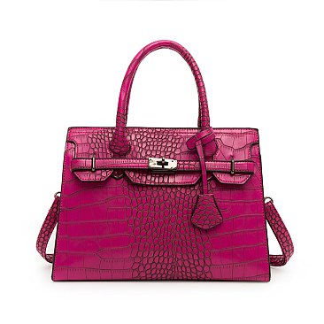 3-IN-1 Crocodile Pattern Satchel, Cross-body Set & Clutch