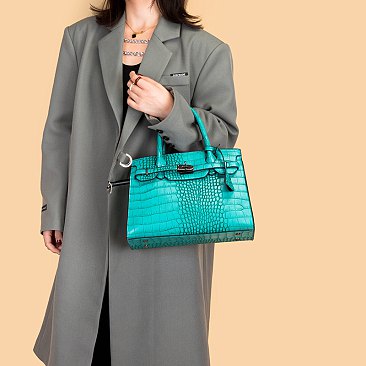 3-IN-1 Crocodile Pattern Satchel, Cross-body Set & Clutch