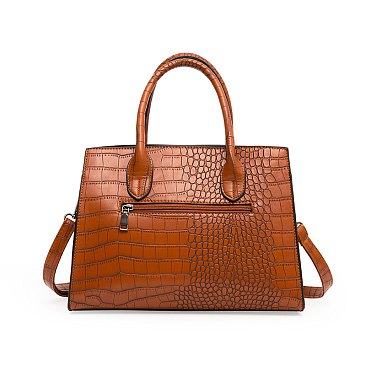 3-IN-1 Crocodile Pattern Satchel, Cross-body Set & Clutch