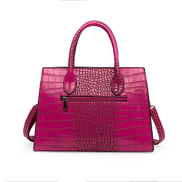 3-IN-1 Crocodile Pattern Satchel, Cross-body Set & Clutch