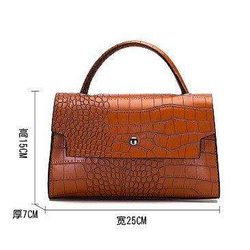 3-IN-1 Crocodile Pattern Satchel, Cross-body Set & Clutch