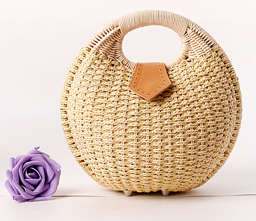 Woven Straw Round Handbag