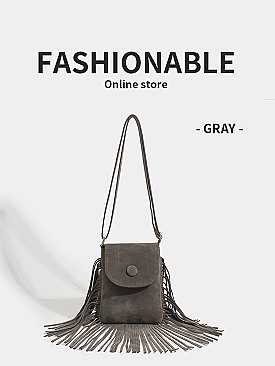 Fringed Flap Cell-Phone Holder Cross-Body