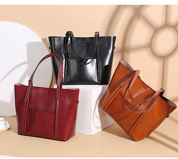 Genuine Leather Smooth Tote Bag