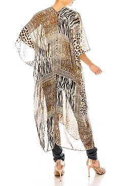 Pack of 12 Pieces Stylish Animal Print Sheer Kimono LAHN001