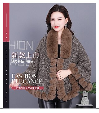 ADORABLE MONOCHROMATIC SOFT FAUX FUR PONCHO