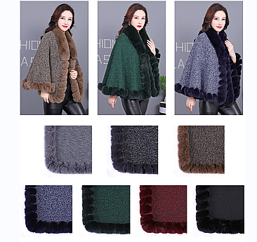 ADORABLE MONOCHROMATIC SOFT FAUX FUR PONCHO