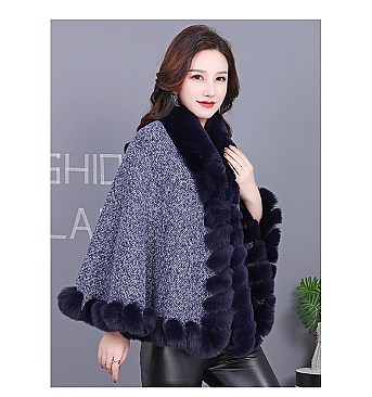 ADORABLE MONOCHROMATIC SOFT FAUX FUR PONCHO