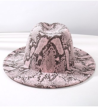 TRENDY SNAKE PRINT FEDORA HAT