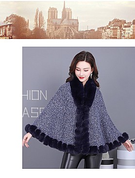 ADORABLE MONOCHROMATIC SOFT FAUX FUR PONCHO