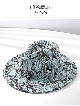 TRENDY SNAKE PRINT FEDORA HAT