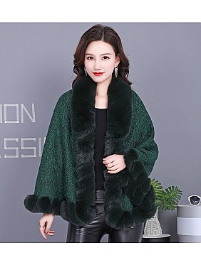 ADORABLE MONOCHROMATIC SOFT FAUX FUR PONCHO