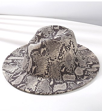 TRENDY SNAKE PRINT FEDORA HAT