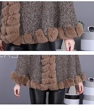 ADORABLE MONOCHROMATIC SOFT FAUX FUR PONCHO