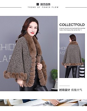 ADORABLE MONOCHROMATIC SOFT FAUX FUR PONCHO