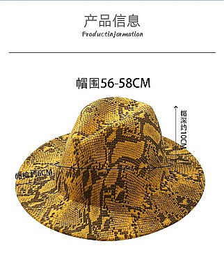 TRENDY SNAKE PRINT FEDORA HAT