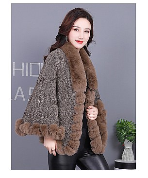 ADORABLE MONOCHROMATIC SOFT FAUX FUR PONCHO