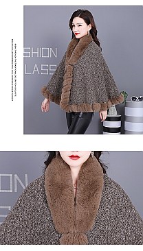 ADORABLE MONOCHROMATIC SOFT FAUX FUR PONCHO