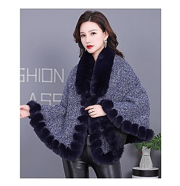 ADORABLE MONOCHROMATIC SOFT FAUX FUR PONCHO