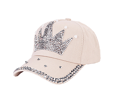 Rhinestone Crystal Crown Denim Cap