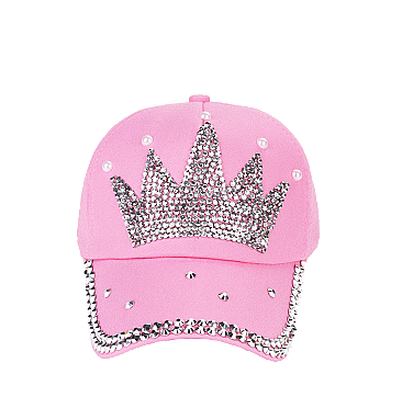 Rhinestone Crystal Crown Denim Cap