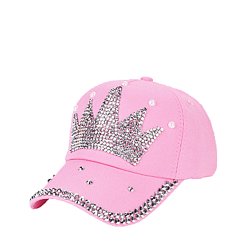 Rhinestone Crystal Crown Denim Cap