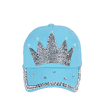 Rhinestone Crystal Crown Denim Cap