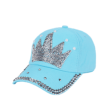 Rhinestone Crystal Crown Denim Cap