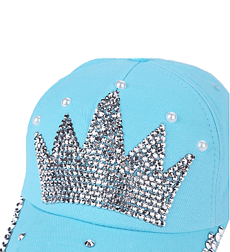 Rhinestone Crystal Crown Denim Cap