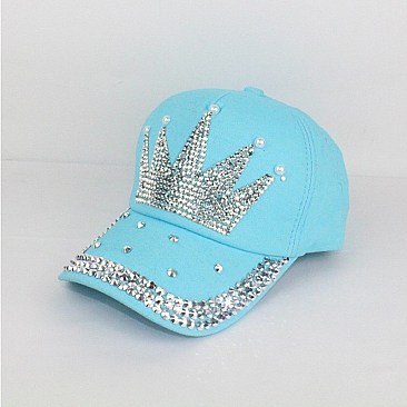 Rhinestone Crystal Crown Denim Cap