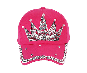 Rhinestone Crystal Crown Denim Cap