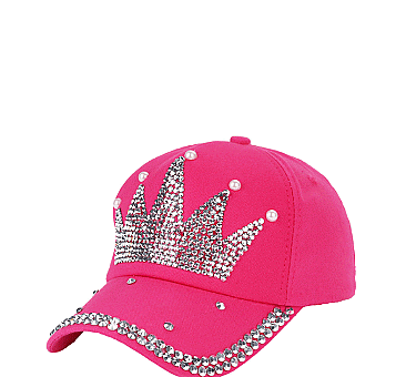 Rhinestone Crystal Crown Denim Cap