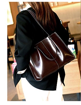 Smooth Genuine Leather Satchel - Shoulder Bag