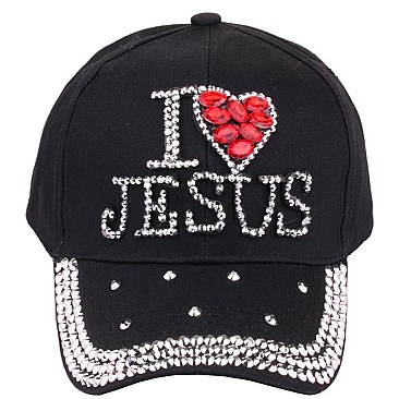 "I Love Jesus" Crystal Stone Cap