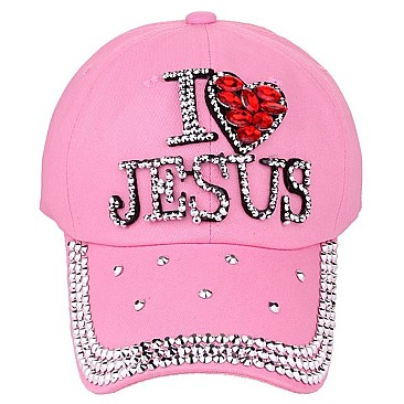 "I Love Jesus" Crystal Stone Cap