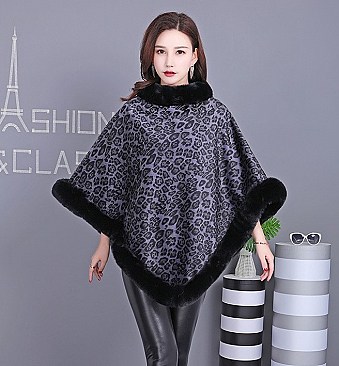 SOFT STYLISH FAUX FUR LEOPARD PONCHO