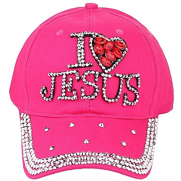 "I Love Jesus" Crystal Stone Cap