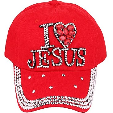 "I Love Jesus" Crystal Stone Cap