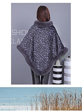 SOFT STYLISH FAUX FUR LEOPARD PONCHO